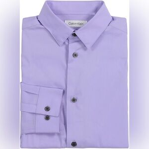 CALVIN KLEIN Boys Lilac Purple Stretch Slim Fit Button Down Shirt NWT | 18 Reg.